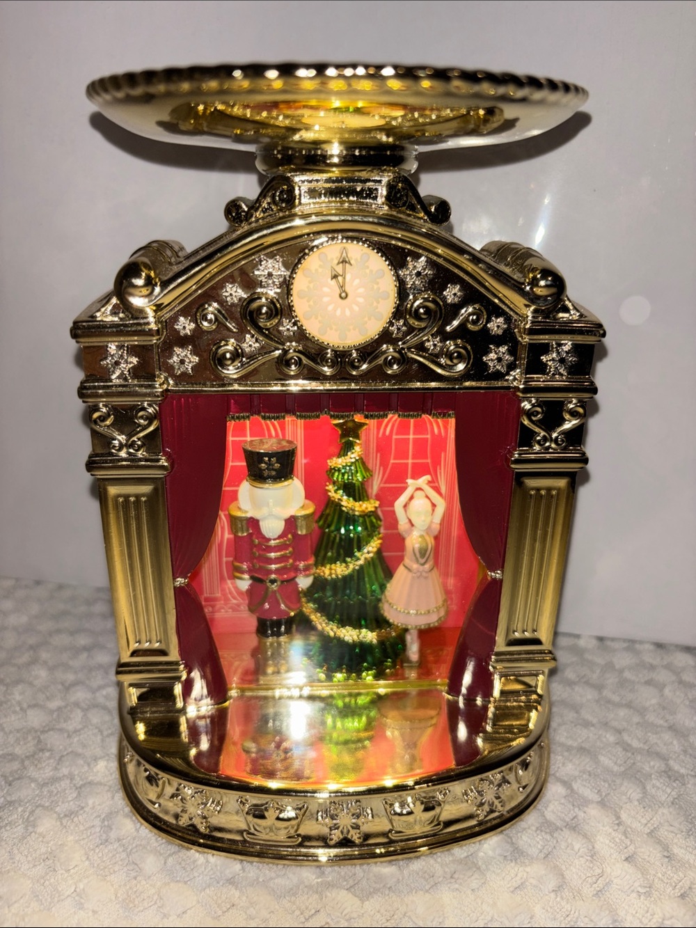 Bath & Body Gold tone Nutcracker lightbox candle holder NWT